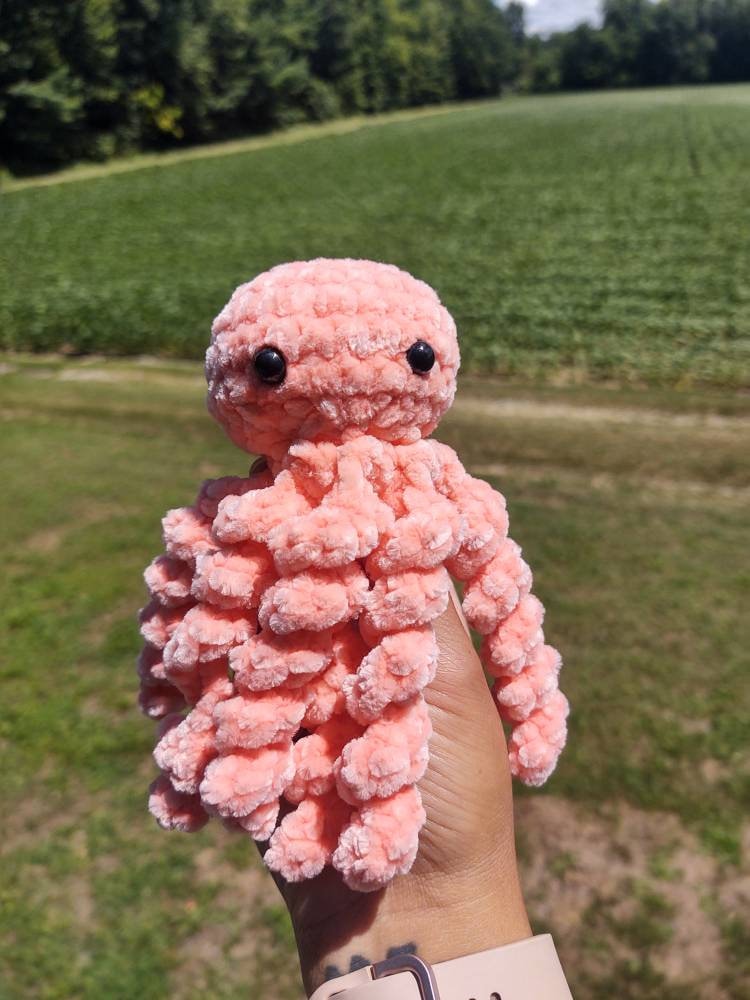 Crochet pastel velvet octopus plush