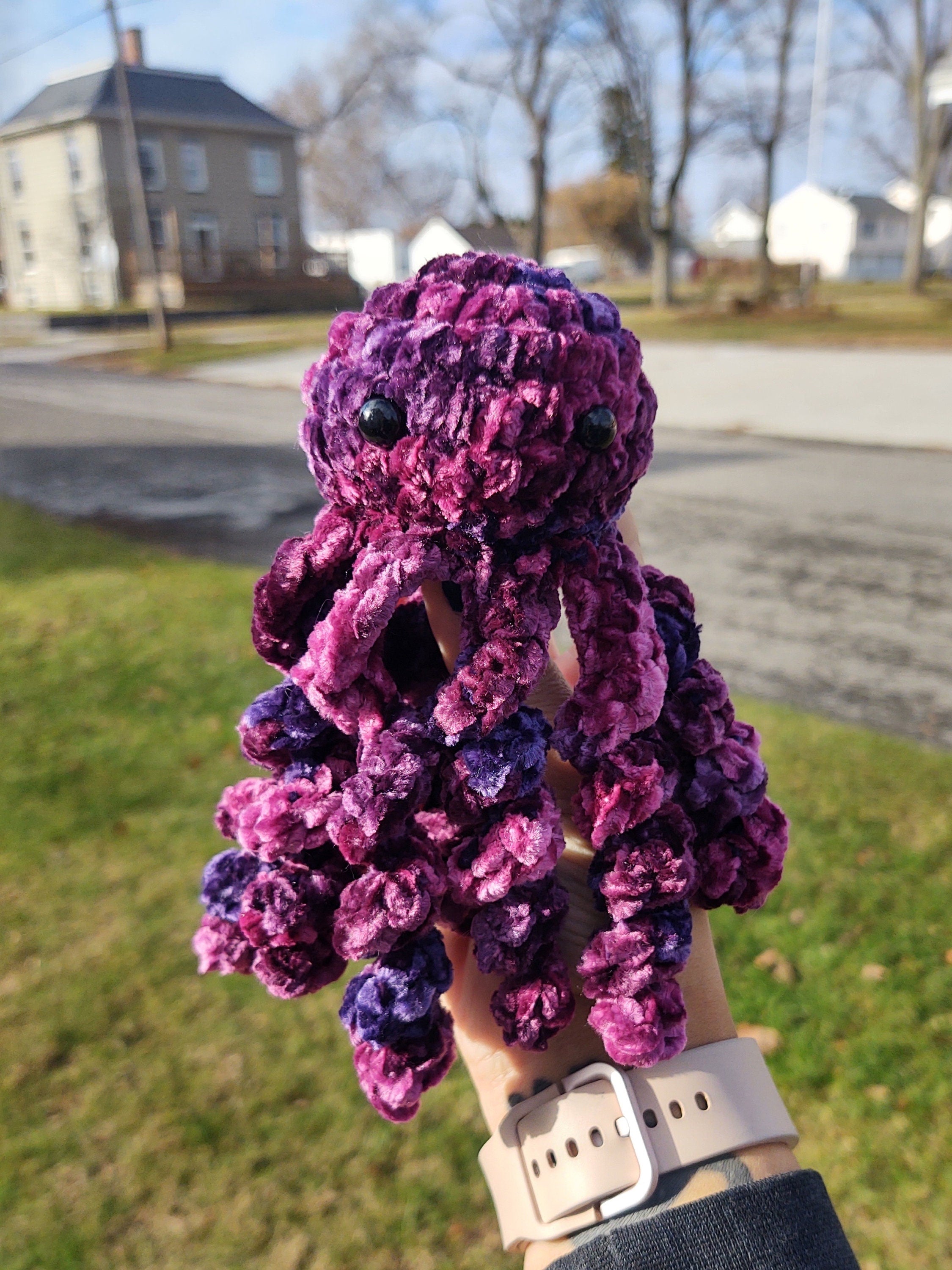 Crochet velvet octopus plush