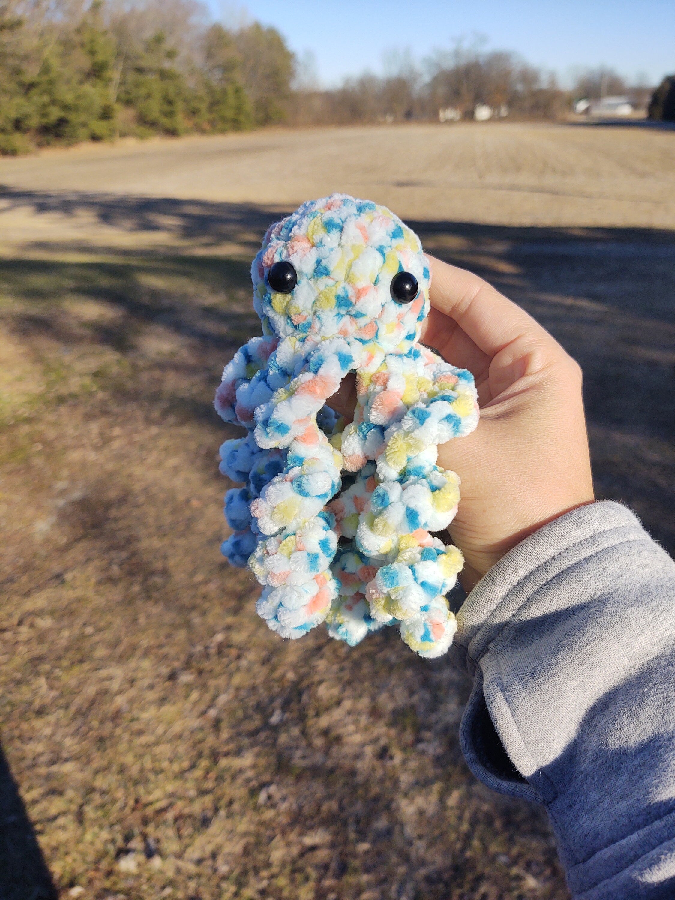Crochet velvet octopus plush
