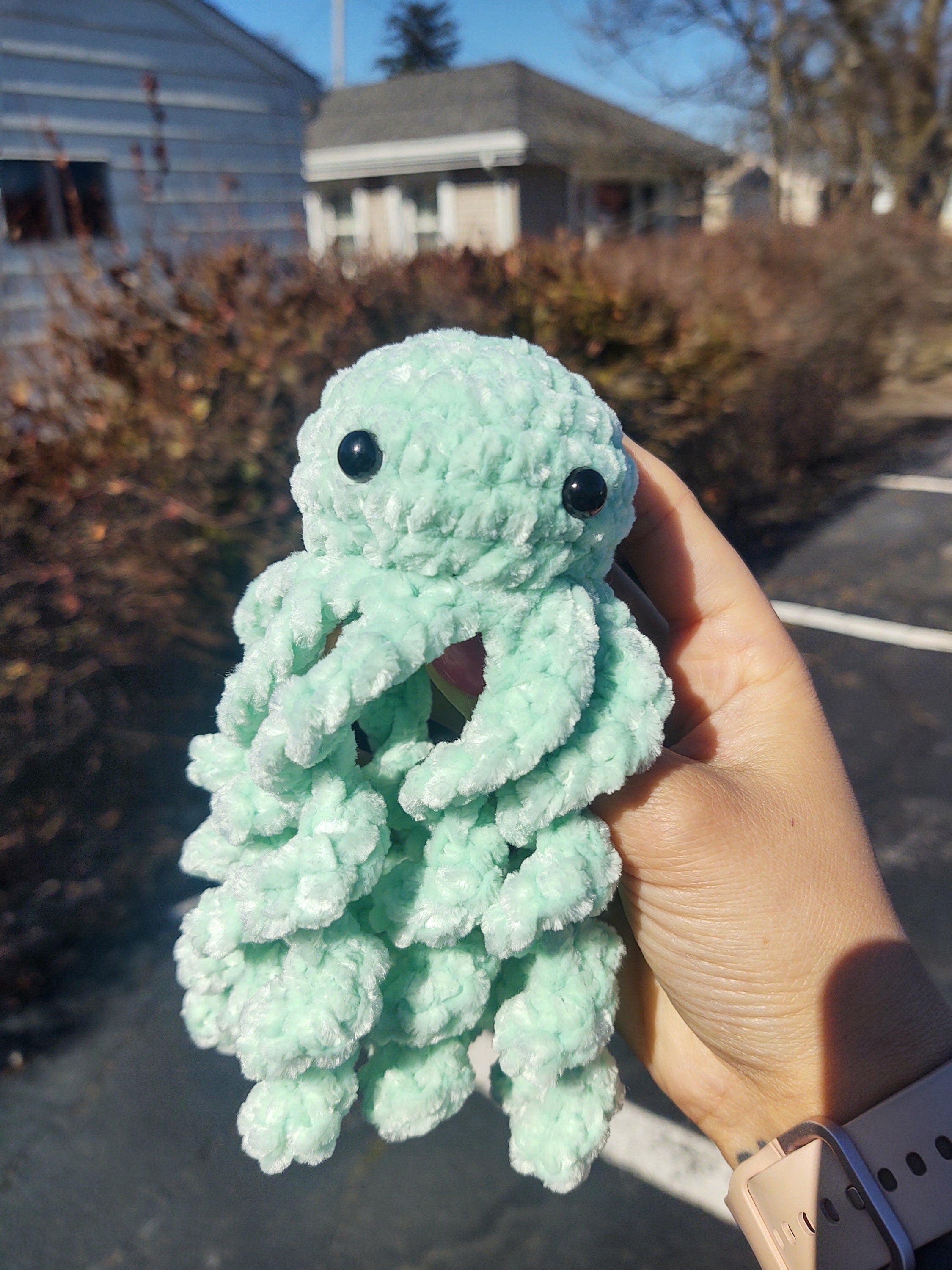 Crochet pastel velvet octopus plush