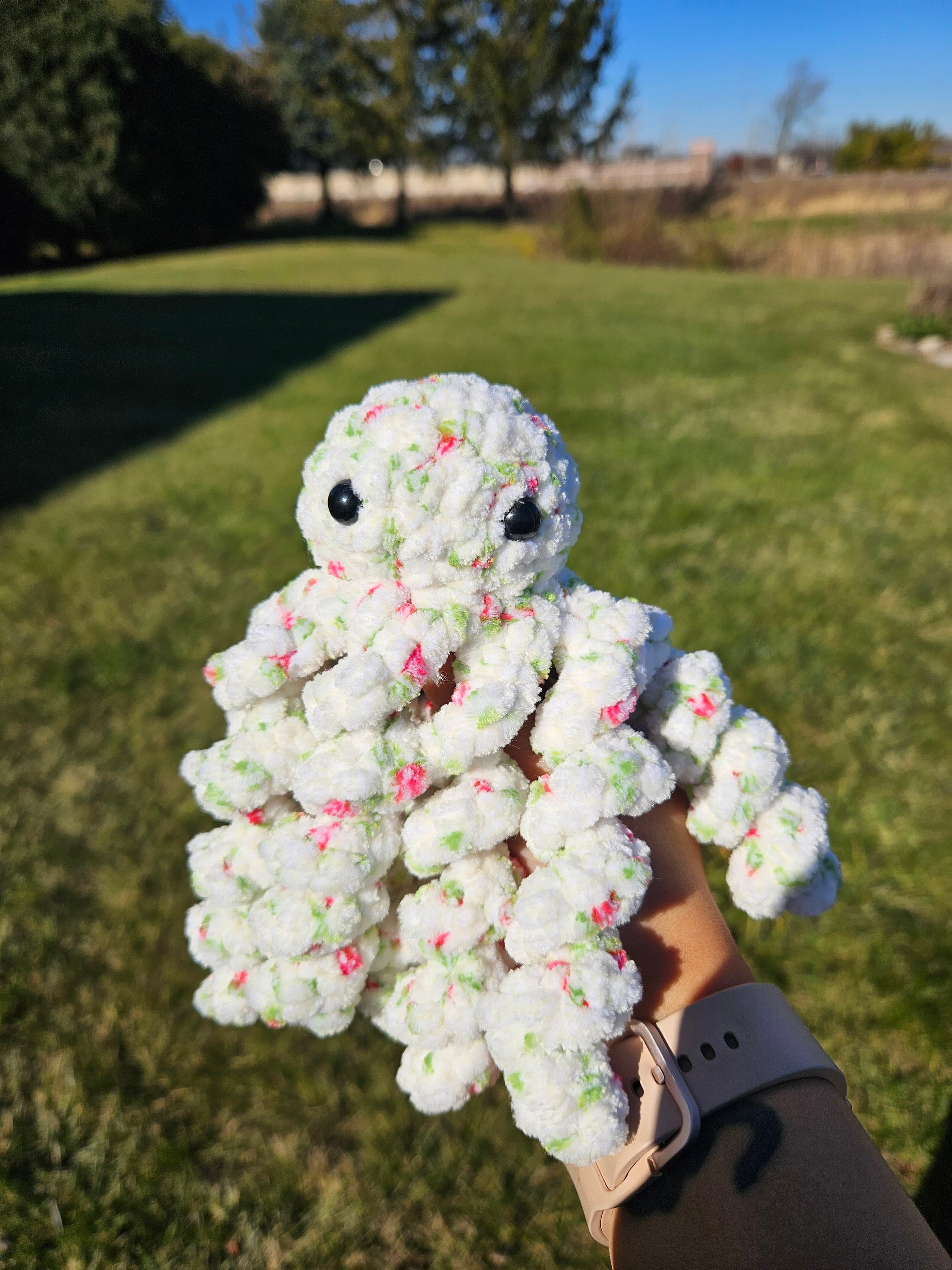 Crochet velvet octopus plush