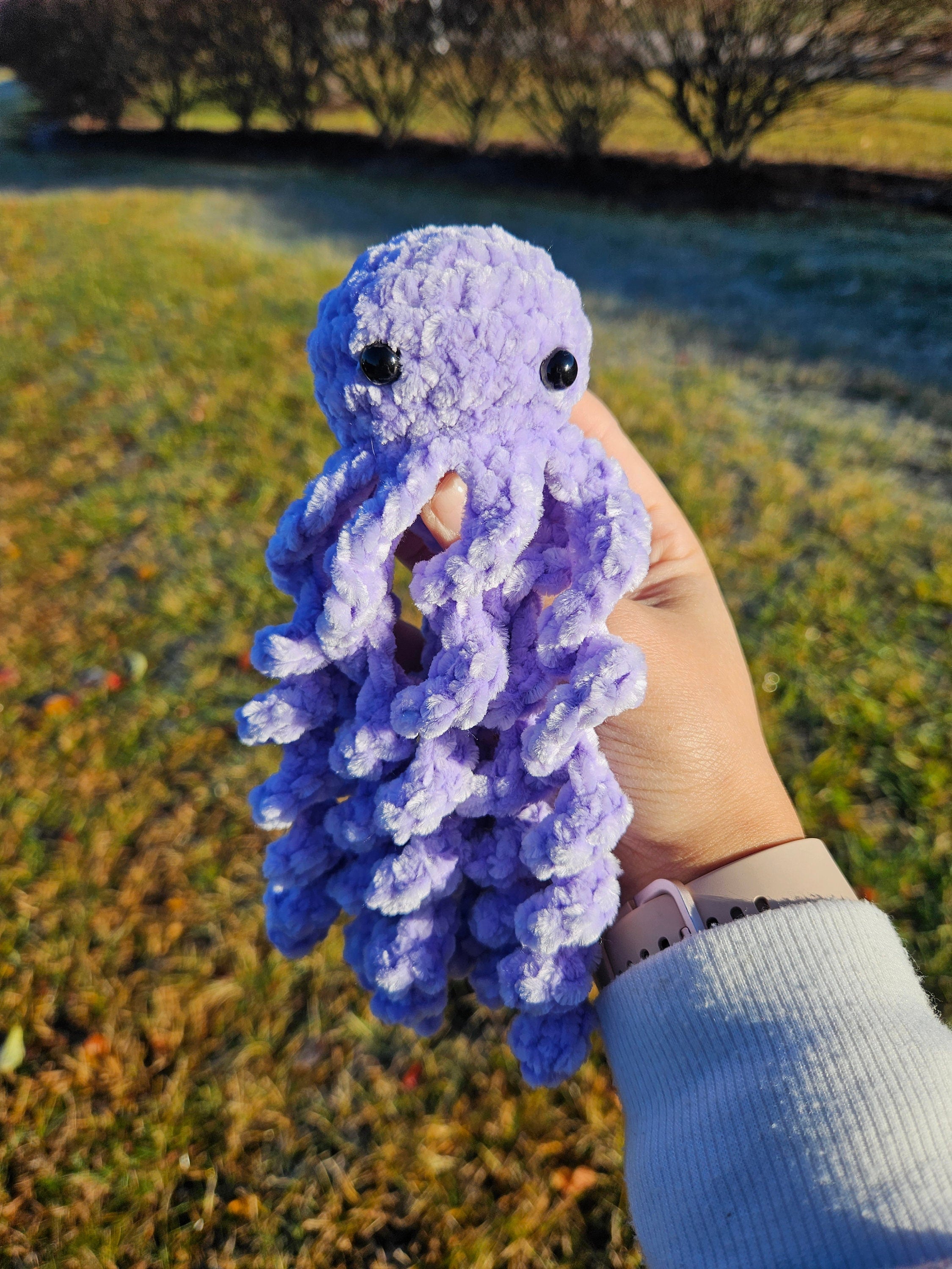 Crochet pastel velvet octopus plush
