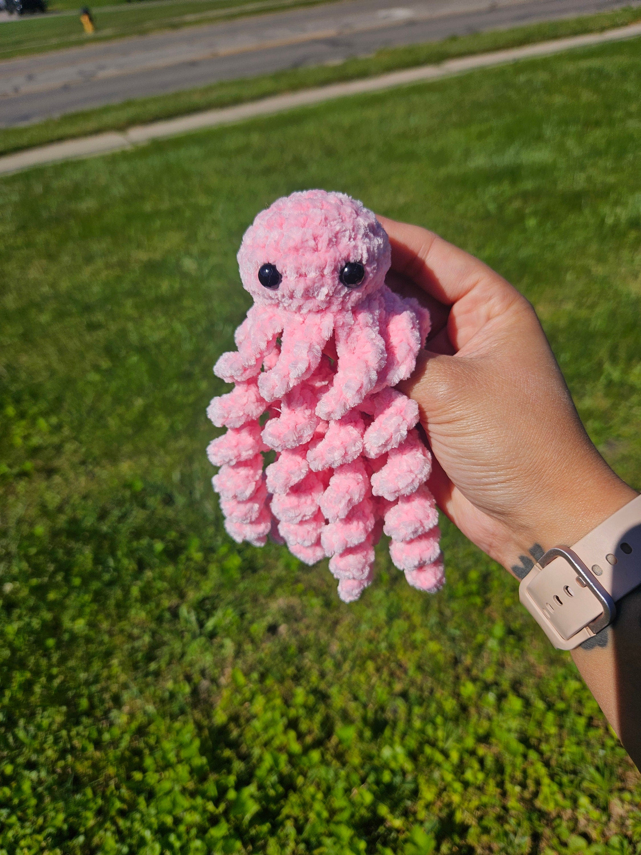 Crochet pastel velvet octopus plush