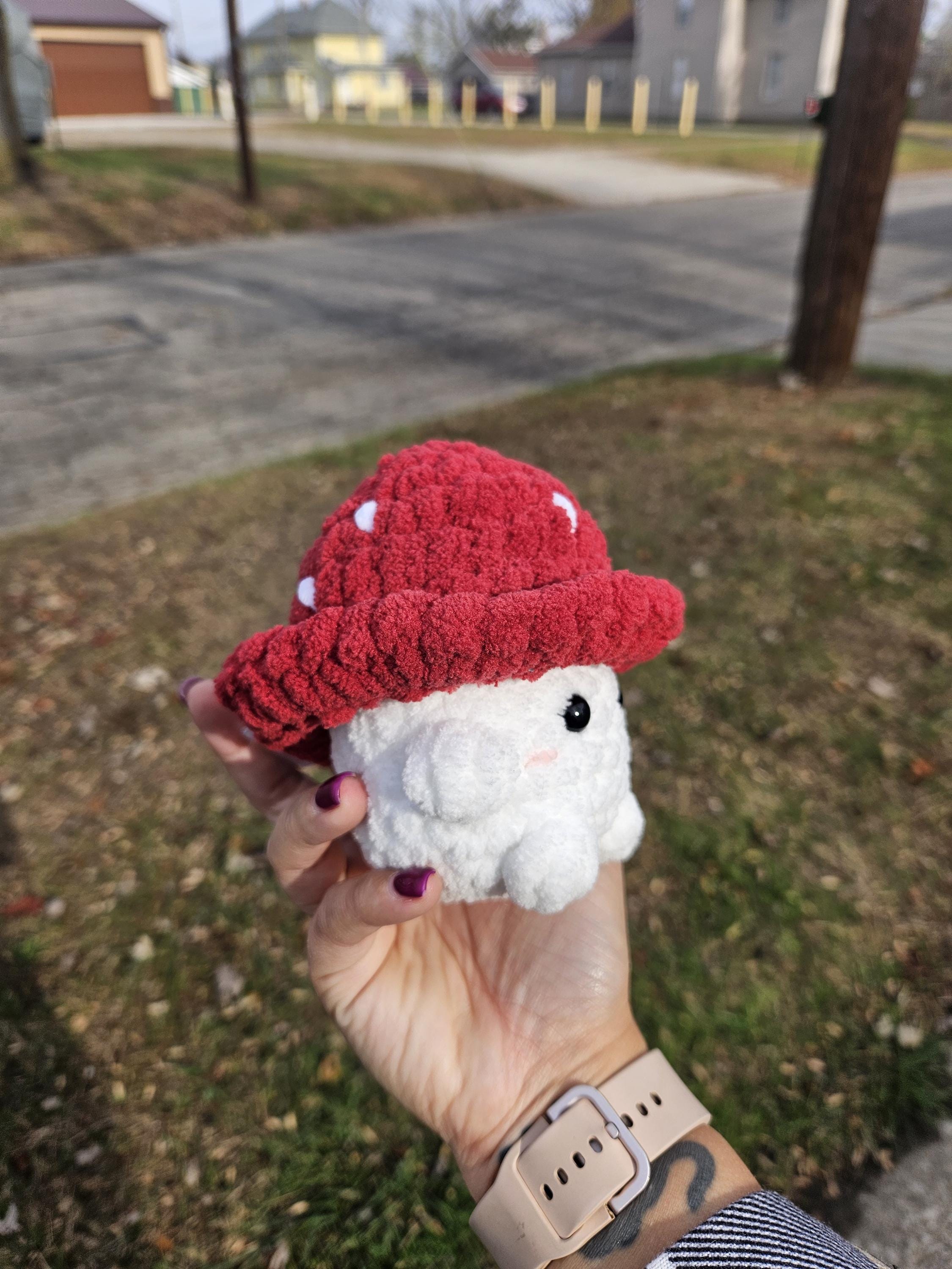 Crochet Mushroom Plushie: Chenille Yarn Stuffed Animal
